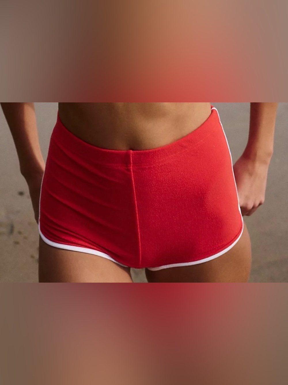 Ganesh for Free People Women’s High-Waist toweling Red Shorts